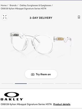 Oakley Clear Frame Glasses with Gold Accents Mbappé signature series